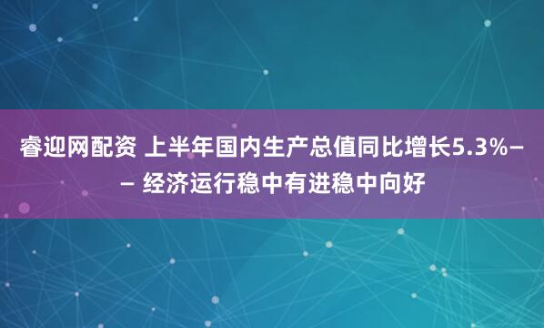 睿迎网配资 上半年国内生产总值同比增长5.3%—— 经济运行稳中有进稳中向好