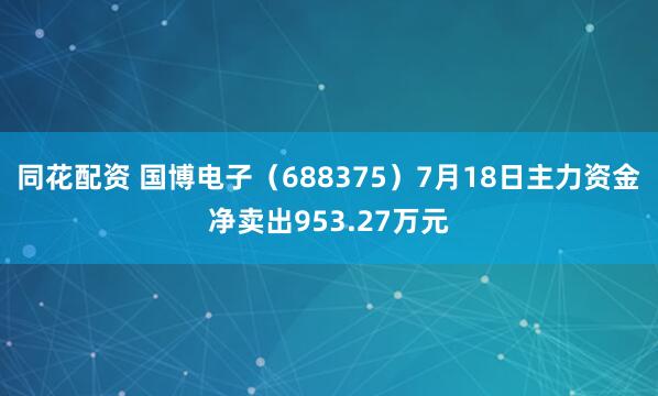 同花配资 国博电子（688375）7月18日主力资金净卖出953.27万元